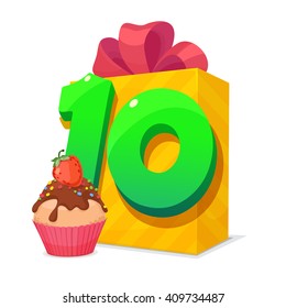 Tenth year Happy birthday card for child