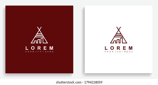 Tents ancient tribe logo. Modern logo icon template vector design