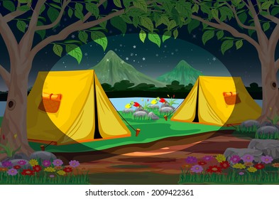 tiendas de campaña en diseño de vectores forestales