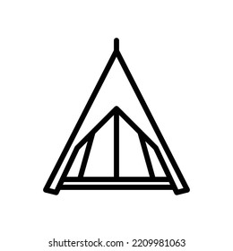 Tents Icon. Camping Tent And Tarp. Vector Illustration In Line Style Icon.