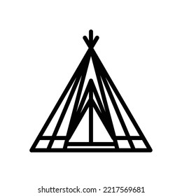 Tents Icon. Camping Tent And Tarp. Vector Illustration In Line Style Icon.