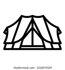 Tents Icon. Camping Tent And Tarp. Vector Illustration In Line Style Icon.