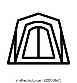 Tents icon. Camping tent and tarp. Vector illustration in line style icon.