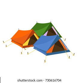 Tents on white background