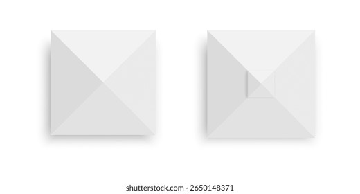 Tendas com vista superior de sombras. Guarda-chuvas de azebo em forma quadrada. Óculos de sol de praia. Marcas de seleção de estande de evento. Mercado ou quiosque copa mockups isolado no fundo branco. Ilustração realista de vetor.
