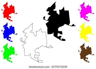 Teofilo Otoni city (Federative Republic of Brazil, Minas Gerais state) map vector illustration, scribble sketch Teófilo Otoni map
