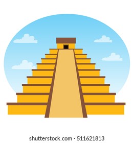 Teotihuacan. Pyramid of the Sun and Pyramid of the Moon. Mexican sights logo.