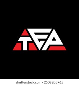 TEP triangle letter logo design with triangle shape. TEP triangle logo design monogram. TEP triangle vector logo template with red color. TEP triangular logo Simple, Elegant, and Luxurious design.
