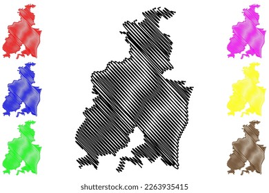 Tepecoacuilco de Trujano municipality (Free and Sovereign State of Guerrero, Mexico, United Mexican States) map vector illustration, scribble sketch map