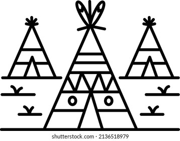tepee conical tents Vector Icon Design, Vintage American culture and traditions Symbol, United States Social Sign, US Arts and literature Stock illustration, native American Indian teepee tent Concept