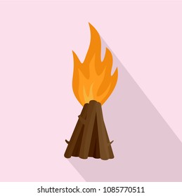 Tepee fire icon. Flat illustration of tepee fire vector icon for web design