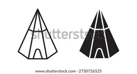 Tepee icons for design. Easily editable stroke. Modern flat design.