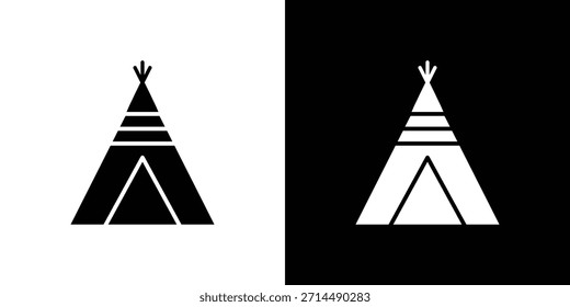 Diseño de silueta de Vector de iconos de tipi. Ilustración de Diseño gráfico plano de Vector.