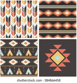 Tepee seamless pattern. Wigwam native american summer tent illustration in vector. Indian background. Tribal, aztec design. Modern handmade aztec wallpaper. vector illustration.bright Collection, set