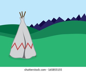 Tepee standing in outdoor landscape 