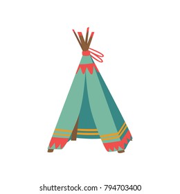 Tepee tent for childrens games, hut for kid cartoon vector Illustration