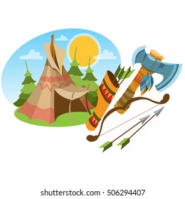 Tepee. Traditional accommodation Forest Indians.