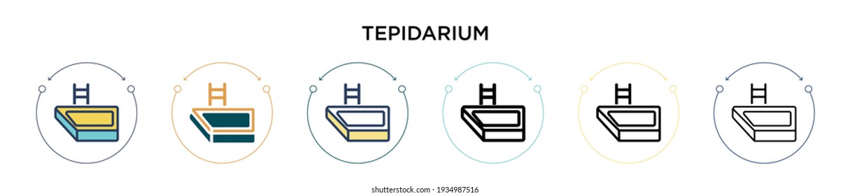 Tepidarium icon in filled, thin line, outline and stroke style. Vector illustration of two colored and black tepidarium vector icons designs can be used for mobile, ui, web