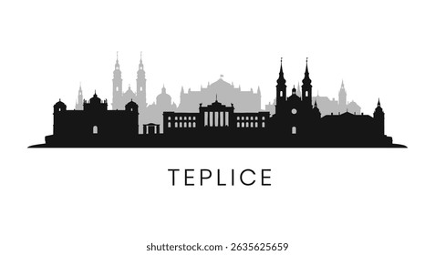 Teplice with Czechia, City Skyline Silhouette, and Black.