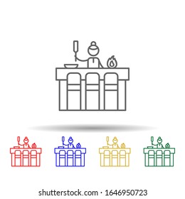 Teppanyaki, chef, restaurant multi color style icon. Simple thin line, outline vector of Restaurant icons for ui and ux, website or mobile application