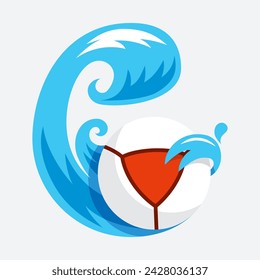 teq ball fly water wave ball flat icon 