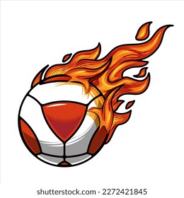 bola de mano en la ilustración del vector de fuego. 