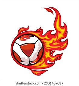 teqball ball on fire Vector illustration. 