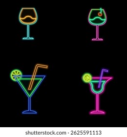 Sinal de néon de barra de tequila com garrafa e vidro em quadros circulares. Bar emblema beber álcool mexicano em estilo neon. coquetéis neon..