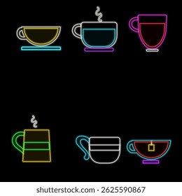 Tequila bar neon sign.Cocktails neon icon set. Cocktails collection neon signs. Mexican alcoholic drinks pub emblem in neon..
