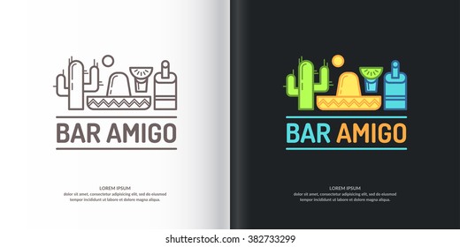 Tequila bar, original logo. Mexican bar. Vector illustration.