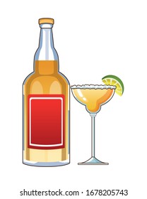 Tequila Bottle Cocktail Cup Mexican Drink Stock Vector (Royalty Free ...