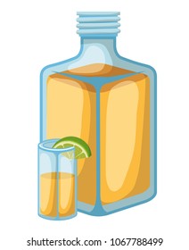tequila bottle and cup drink icon