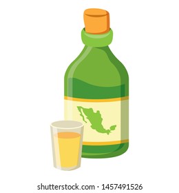 tequila bottle with cups icon vector illustration design