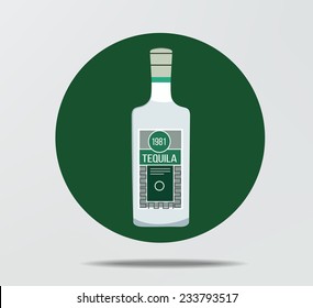 Tequila Bottle Flat Style Icon, Vector Eps10 Illustration.