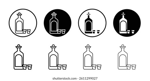 Tequila bottle and glass icon Flat illustration sign