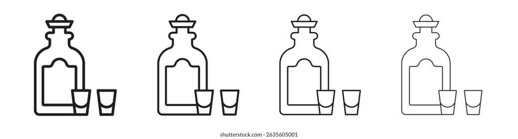 Tequila bottle and glass icon Flat illustration sign