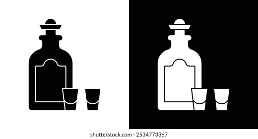Tequila garrafa e ícone de vidro logotipo linear isolado
