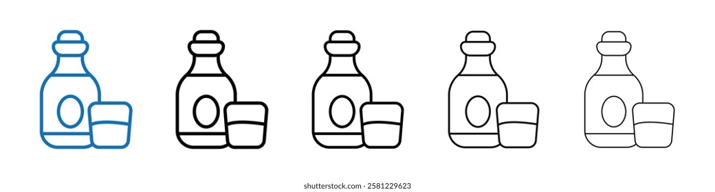 Tequila bottle and glass icon Outline vector logo for web ui