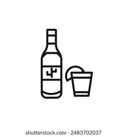 Tequila bottle and glass icon vector set collection for web