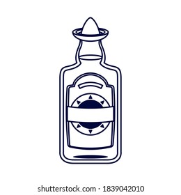 tequila bottle with hat mexican line style icon vector illustration design