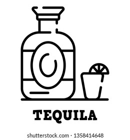 Tequila bottle icon. Outline tequila bottle vector icon for web design isolated on white background