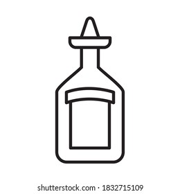 Tequila-Flasche-Symbol auf weißem Hintergrund, Linienstil, Vektorgrafik