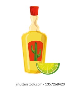 tequila bottle with lemon