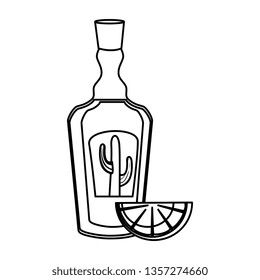 tequila bottle with lemon