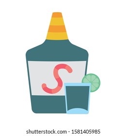tequila bottle mexican isolated icon vector illustration design