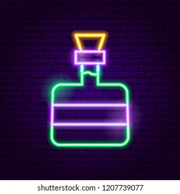 Tequila Bottle Neon Sign. Vector Illustration of Alcohol Promotion.