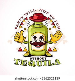 Tequila bottle, party time. Great for logos, mascots, t-shirts, stickers and posters