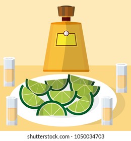 Tequila bottle with shots