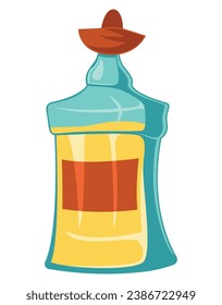 tequila bottle with sombrero vector isolated