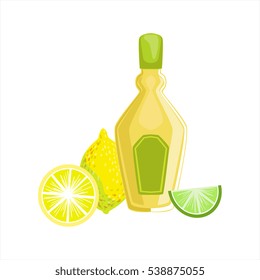 Tequila Bottle Traditional Mexican Cuisine Dish Drink Item From Cafe Menu Vector Illustration